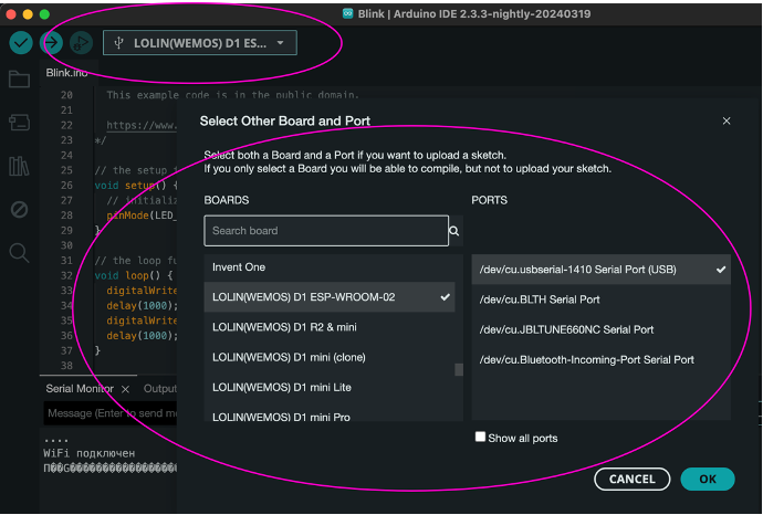 Connection and setup ESP8266 to Arduino IDE